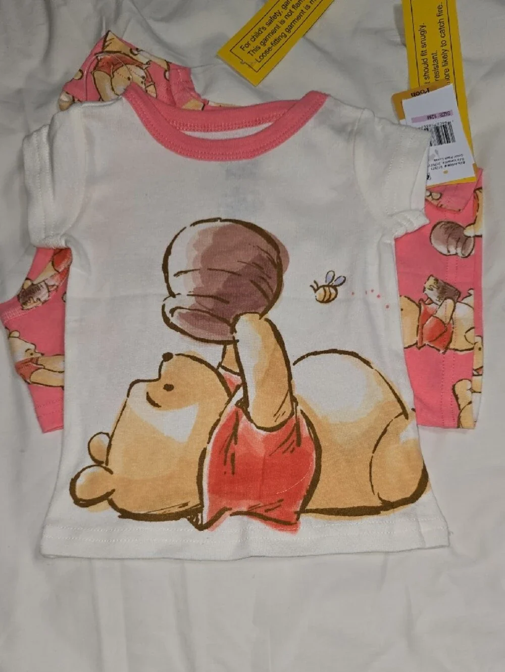 Disney Pink & White Winnie the Pooh 2-Piece Pajama Sets